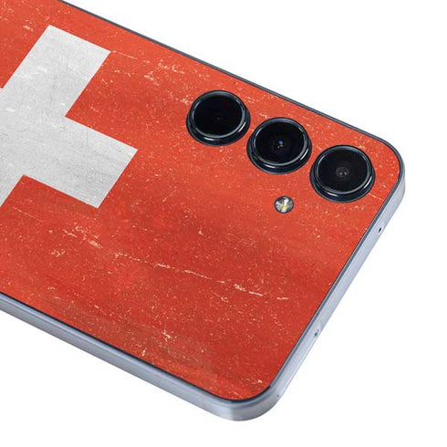 Switzerland Flag Distressed Galaxy A55 5G Skin